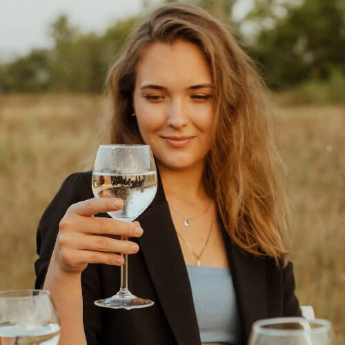 lady with a glass of wine