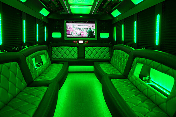 neon atmopshere of a party bus